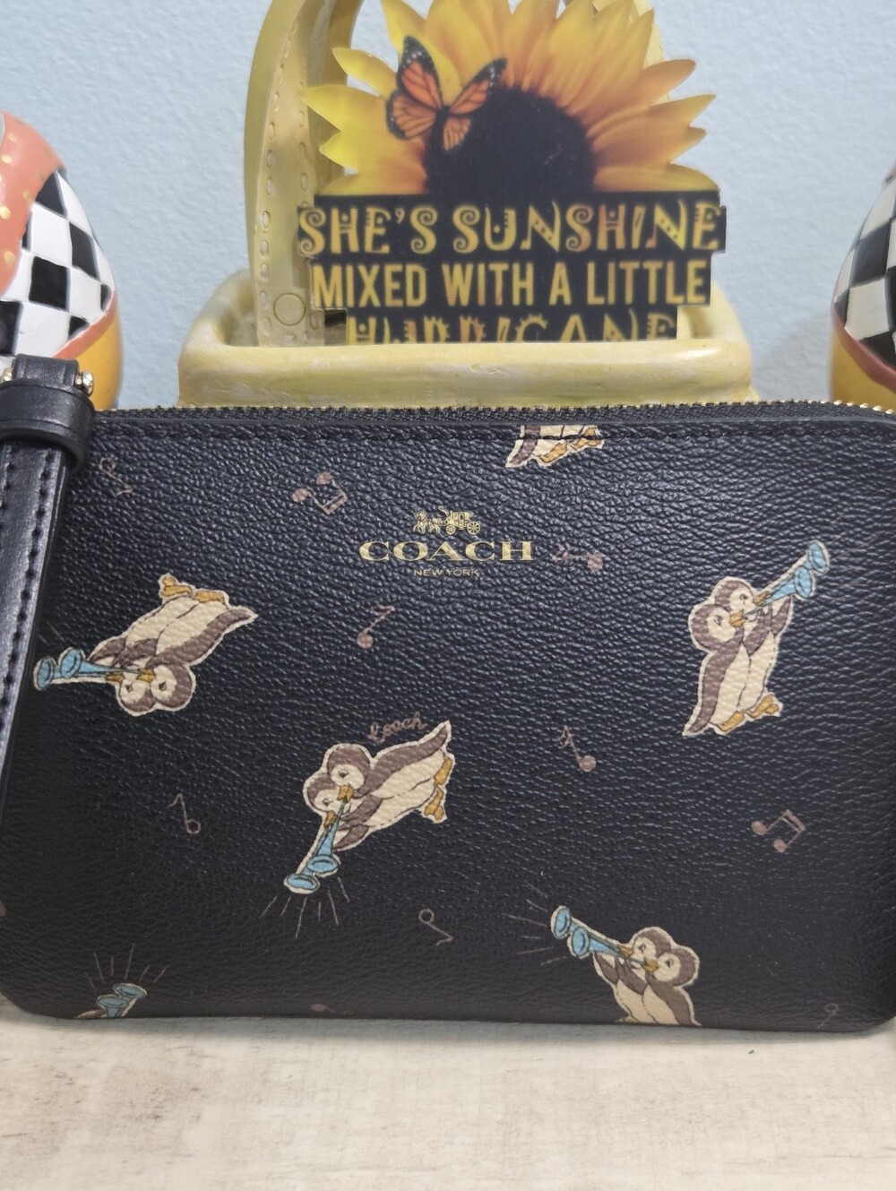 Coach Corner Zip Wristlet with Holiday Penguin Print – NWOT - Picture 4 of 13